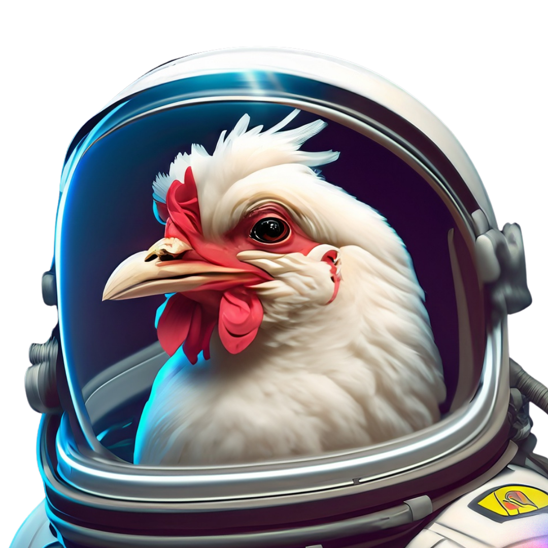 Astronaut chicken — The Poultry Health Blackbelt Podcast mascot